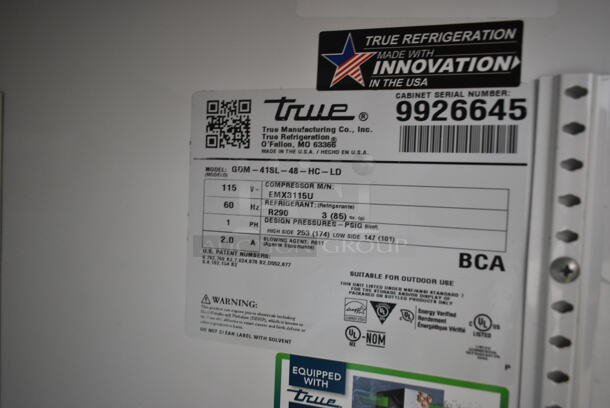2020 True GDM-41SL-48-HC-LD Metal Commercial 2 Door Reach In Cooler Merchandiser w/ Poly Coated Racks. 115 Volts, 1 Phase. Tested and Working! - Image 6 of 6