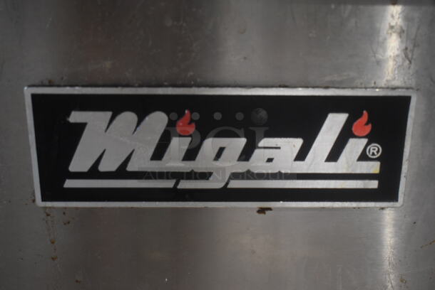 Migali Stainless Steel Commercial Natural Gas Powered 8 Burner Range w/ 2 Ovens, Over Shelf and Back Splash on Commercial Casters.  - Image 7 of 7