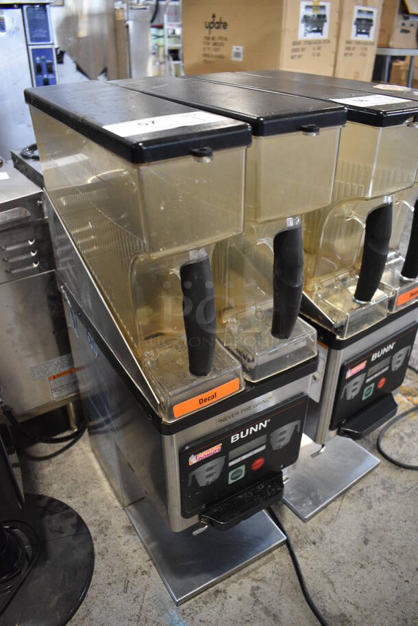 2013 Bunn Model MHG Stainless Steel Commercial Countertop 2 Hopper Coffee Bean Grinder. 120 Volts, 1 Phase. 9.5x16.5x29.5. Tested and Working! - Image 3 of 6