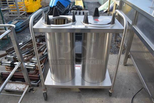 Stainless Steel 2 Well Plate Return on Commercial Casters. 30x16x36