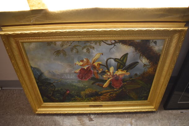 Framed Canvas Painting Reproduction of Orchid and Hummingbird by Martin Heade From Art Dealer Ed Mero!
