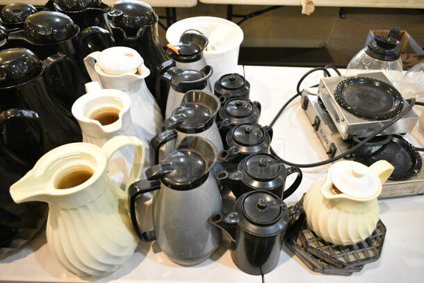 ALL ONE MONEY! Lot of Various Items Including Poly Coffee Carafes and Coffee Pots. Does Not Include Table. (main dining room) - Image 3 of 4