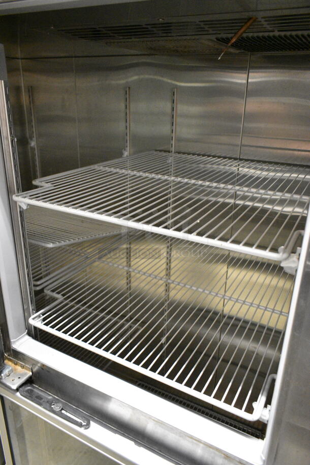 Endura MNR806SSG/0 Stainless Steel Commercial 6 Half Size Door Reach In Cooler Merchandiser w/ Poly Coated Racks and Commercial Casters. 115 Volts, 1 Phase. Tested and Working! - Image 8 of 11
