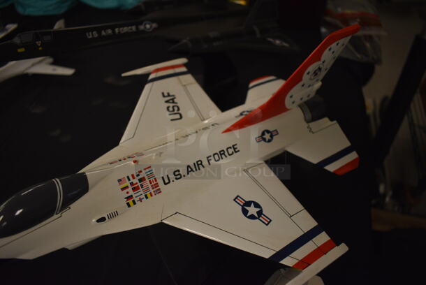 3 US Airforce Fighter Jet Collectible Airplanes on Display Stands. 3 Times Your Bid - Image 7 of 9