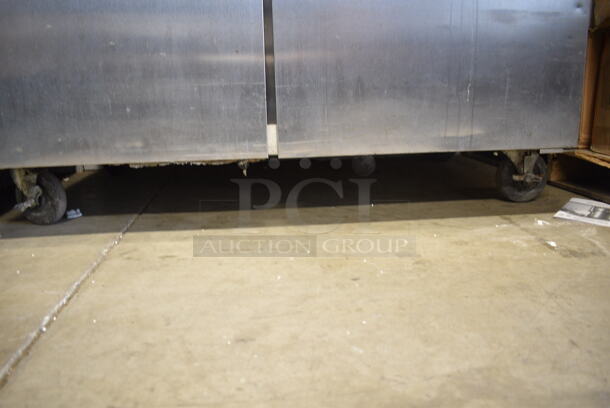 Delfield Stainless Steel Commercial 2 Door Reach In Cooler w/ Poly Coated Racks on Commercial Casters. Cannot Test - Unit Trips Breaker - Image 3 of 9