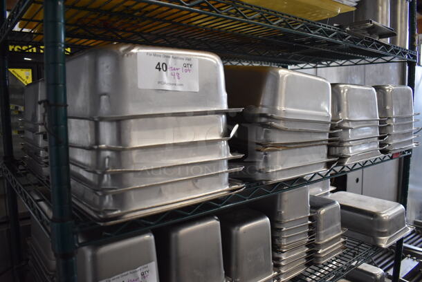 ALL ONE MONEY! Tier Lot of 48 Stainless Steel 1/2 Size Drop In Bins. 1/2x4 - Image 2 of 4