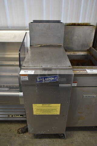 Sir Lawrence LG400 Stainless Steel Commercial Floor Style Propane Gas Powered Rethermalizer on Commercial Casters. 120,000 BTU.