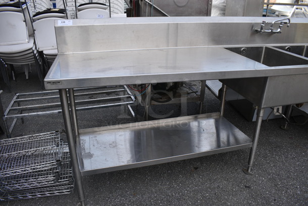 Stainless Steel 2 Bay Sink w/ Faucet, Handles and Under Shelves. 144x30x46. Bays 18x24x12 - Image 6 of 6