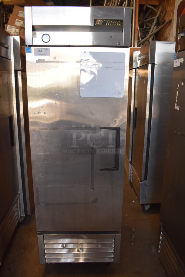 2013 True T-23F ENERGY STAR Stainless Steel Commercial Single Door Reach In Freezer w/ Poly Coated Rack on Commercial Casters. 115 Volts, 1 Phase. Tested and Working!
