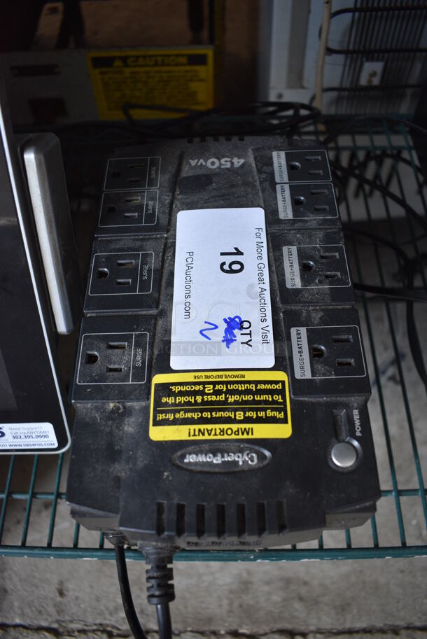 2 CyberPower 450VA Uninterruptible Power Supplies. 5.5x9.5x3. 2 Times Your Bid!