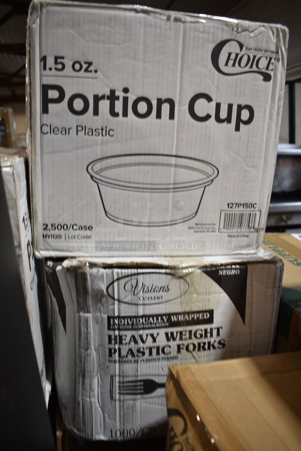 PALLET LOT of 21 BRAND NEW Boxes Including 127RD12BULK Choice 12 oz. Customizable Microwavable Translucent Round Deli Container - 500/Case, 760IC06G Choice 6 oz. Green Paper Frozen Yogurt / Food Cup - 1000/Case, CH12DEF Dart ClearPac SafeSeal 12 oz. Tamper-Resistant, Tamper-Evident Hinged Container with Flat Lid - 200/Case, Choice 1.5 oz Portion Cups, 2 Box 500TW7 Choice 7 oz. Translucent Thin Wall Plastic Cold Cup - 2500/Case, 2 Lavex Black Slim Jim Trash Cans, 65602134 Polar Pak 2134 12" x 8" x 4" Jumbo Clear Hinged Deep Takeout Container - 150/Case, 6140203002CL Pitco 60203002-CL Vlv,Gas Bmvr Lp 10.0 W.C., 6962BLK, Noble Gloves, 2 Box 129MCS38B Choice 38 oz. Black Rectangular Microwavable Heavy Weight Container with Lid 8 3/4" x 6 1/4" x 2" - 150/Case, Choice 3.25 oz Portion Cup Lids, 922485 Vollrath 485 Replacement 1/4" Blade Assembly for 403N Redco Lettuce King I Vegetable Shredder and Slicer, 600DT1 Regency Twist Handle Waste Valve - 3 1/2" Sink Opening. 21 Times Your Bid! - Image 8 of 12