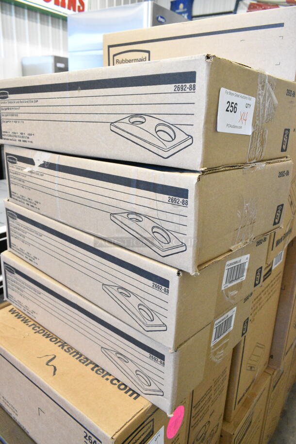 4 Boxes of 4 BRAND NEW SCRATCH AND DENT! Rubbermaid FG269288BLUE Slim Jim Blue Rectangular Recycling Container Bottle / Can Lid. 4 Times Your Bid!  - Image 2 of 6