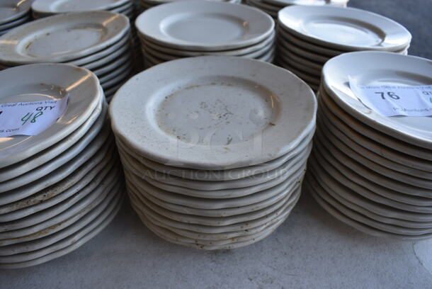 48 White Ceramic Plates. 6.5x6.5x1. 48 Times Your Bid!
