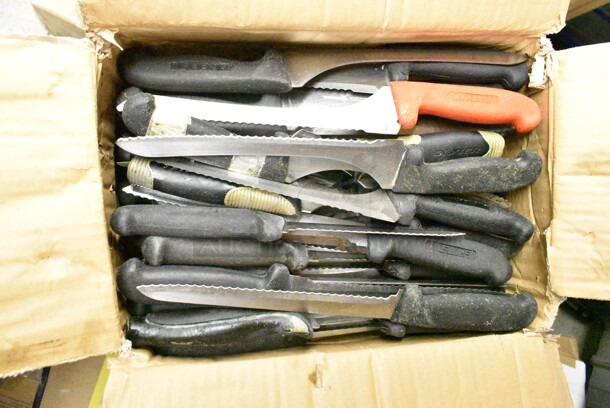 50 SHARPENED Stainless Steel Knives Including Serrated Bread Knives. 50 Times Your Bid!  - Image 1 of 10