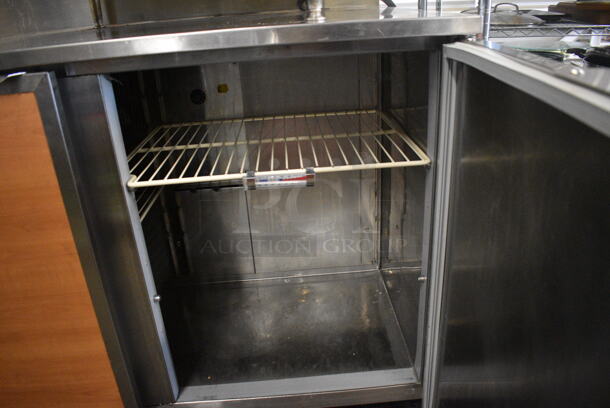 Duke Model RUF-48M Stainless Steel Commercial 2 Door Work Top Cooler w/ Poly Coated Racks on Commercial Casters. 120 Volts, 1 Phase. 48x30x40. Tested and Working! - Image 4 of 6