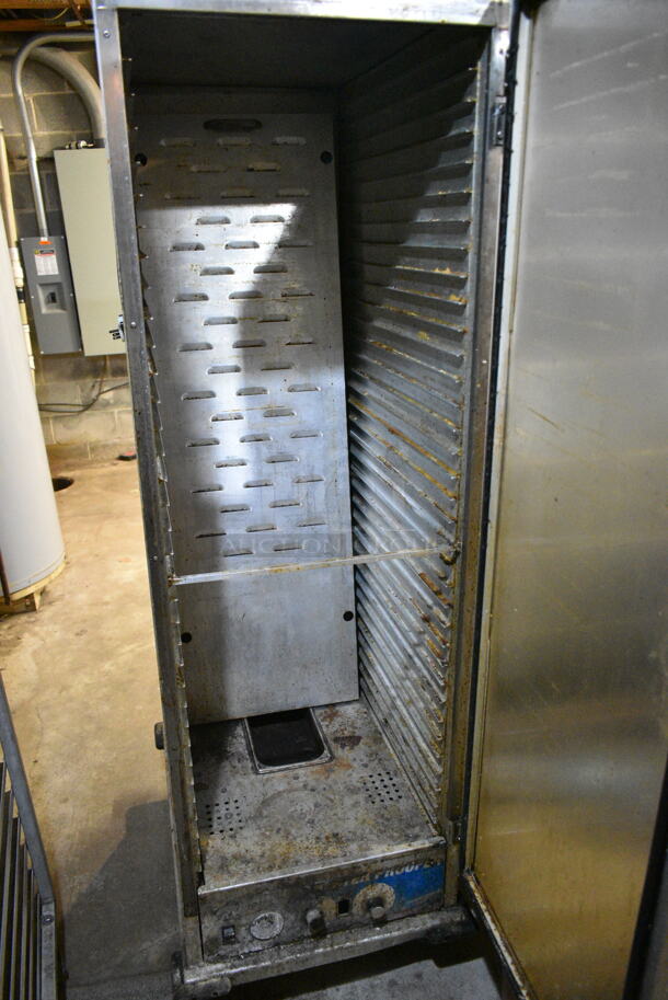 Nu Vu NHPL-18 Metal Commercial Enclosed Pan Transport Rack on Commercial Casters. (basement)  - Image 3 of 4