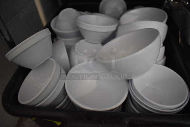 ALL ONE MONEY! Lot of Contents of Shelving Unit Including Chafing Dishes, Dish Caddies, Ceramic Plates, Bowls, Silverware. Does Not Include Shelving Unit.  - Image 4 of 12