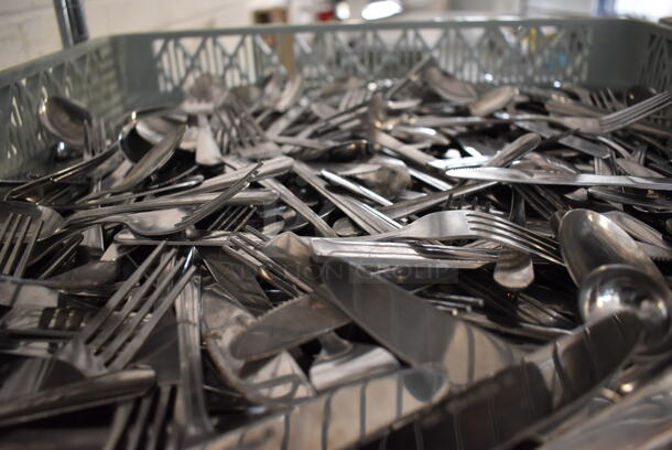 ALL ONE MONEY! Lot of Contents of Shelving Unit Including Chafing Dishes, Dish Caddies, Ceramic Plates, Bowls, Silverware. Does Not Include Shelving Unit.  - Image 10 of 12