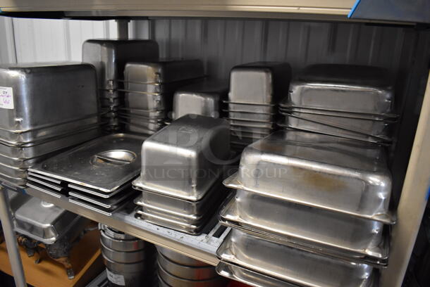 ALL ONE MONEY! Tier Lot of 61 Various Stainless Steel Drop In Bins and Lids. Includes 1/3x6, 1/4x6, 1/3x2, 1/2x2 - Image 6 of 6
