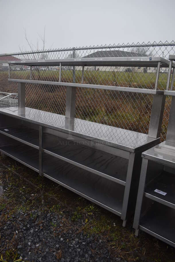 Stainless Steel Commercial Counter w/ Double Over Shelf and 2 Under Shelves. 108x24x66 - Image 5 of 5