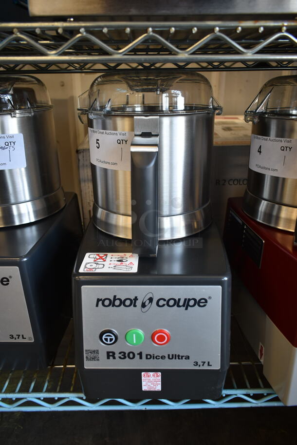BRAND NEW SCRATCH AND DENT! Robot Coupe R 301 Dice Ultra Metal Commercial Countertop Food Processor w/ Bowl, Lid and S Blade. 120 Volts, 1 Phase. Tested and Working!