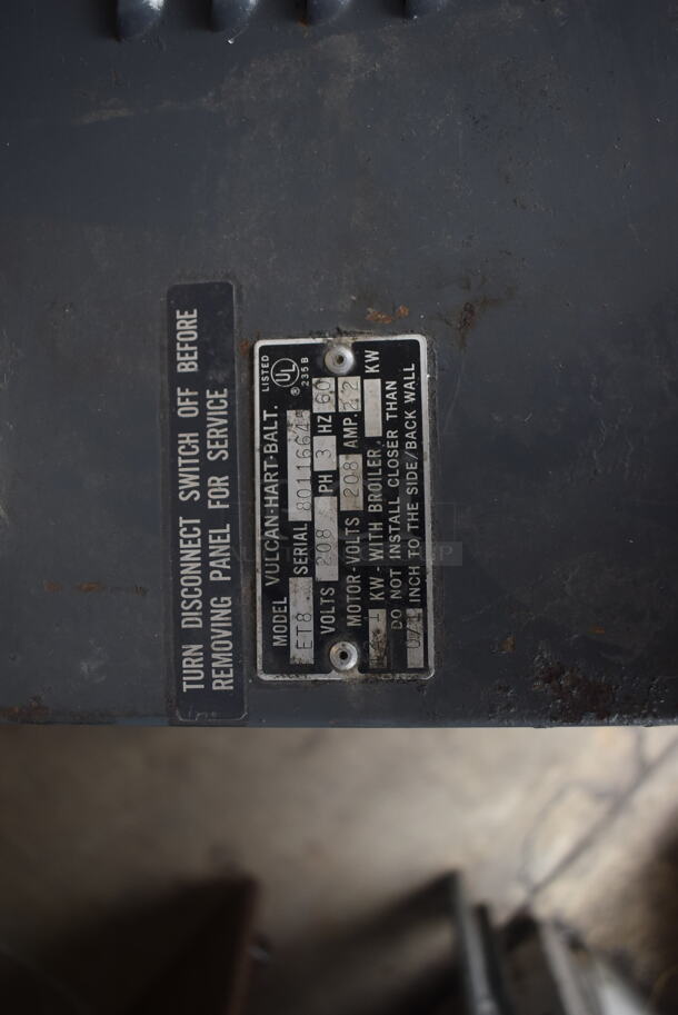 Vulcan ET8 Therm Air Full Size Convection Oven Electric Powered 208 Volts 3 Phase - Image 7 of 7