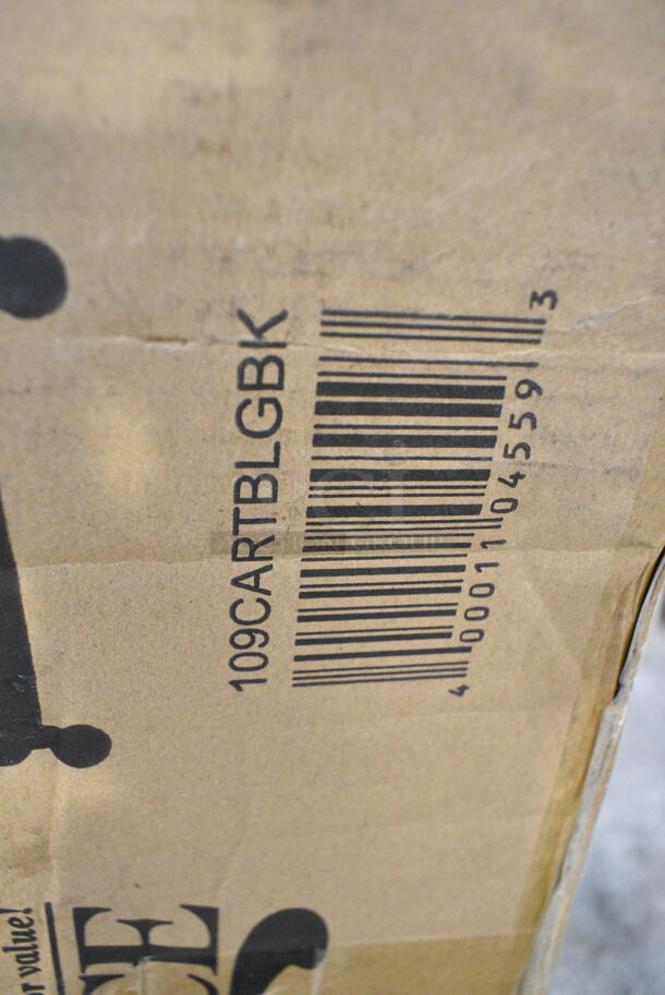 2 BRAND NEW SCRATCH AND DENT! Choice 109CARTBLGBK Black Utility / Bussing Cart with Three Shelves - 42" x 20". 2 Times Your Bid!  - Image 3 of 4