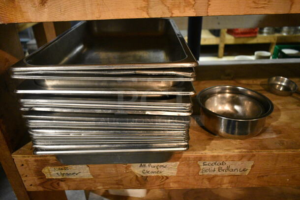 ALL ONE MONEY! 2 Tier Lot of Various Items Including Stainless Steel Drop In Bins and Silverware. (basement)  - Image 2 of 12