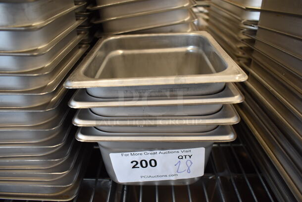 28 Stainless Steel 1/6 Size Drop In Bins. 1/6x4. 28 Times Your Bid!