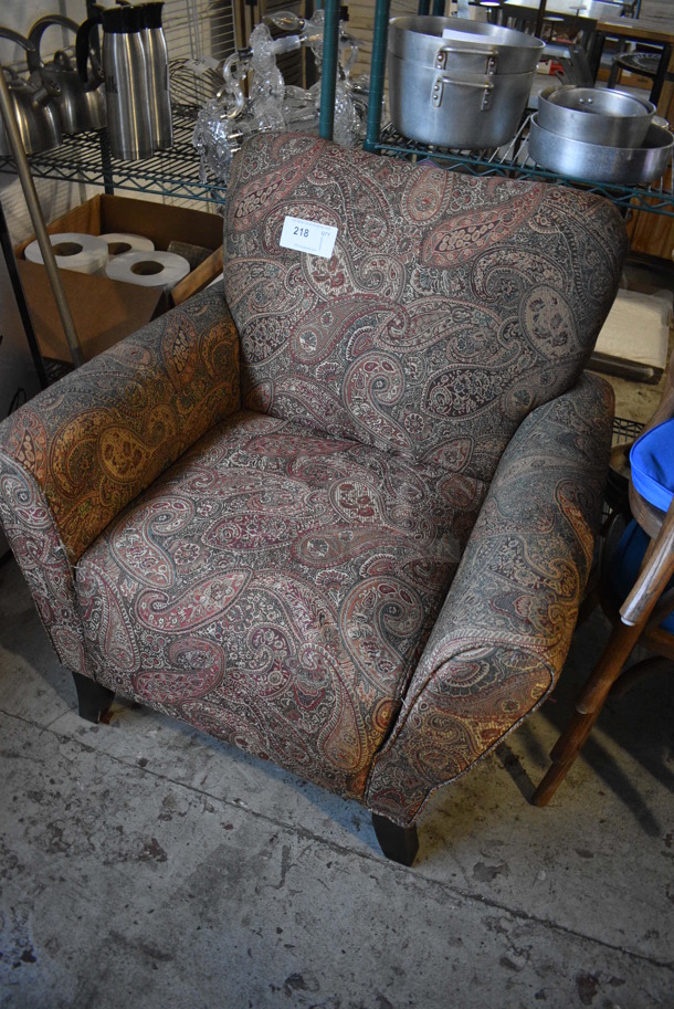 Brown Patterned Chair w/ Arm Rests. 33x28x37 - Image 2 of 3