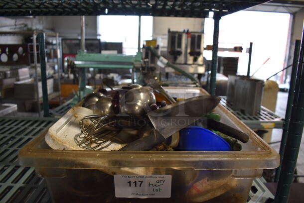 ALL ONE MONEY! Lot of Various Utensils Including Knives and Ladles in Clear Poly Bin - Image 1 of 5