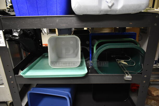 Poly 3 Tier Cart w/ Contents Including Portable Coolers on Commercial Casters. (dish room) - Image 3 of 4