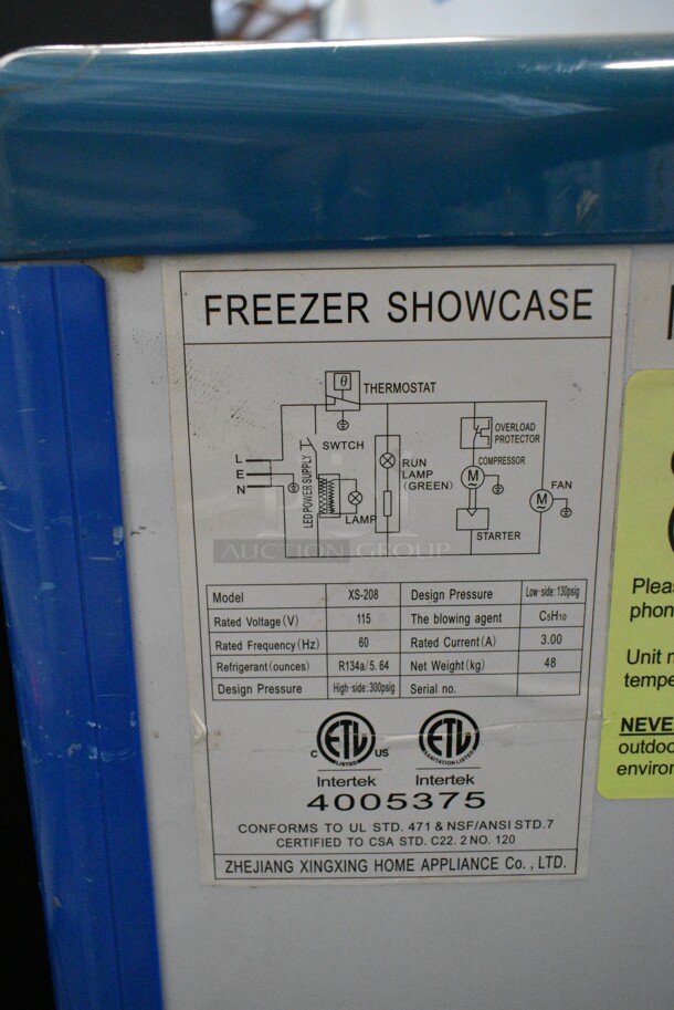 XS-208 Metal Commercial Freezer Merchandiser on Commercial Casters. 115 Volts, 1 Phase. Tested and Working! - Image 6 of 6