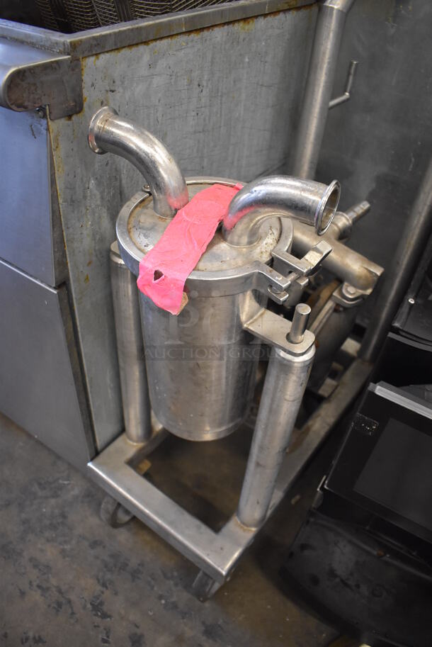 Metal Commercial Floor Style Portable Fryer Oil Filtration Pump System on Commercial Casters. 14x31x42 - Image 3 of 5