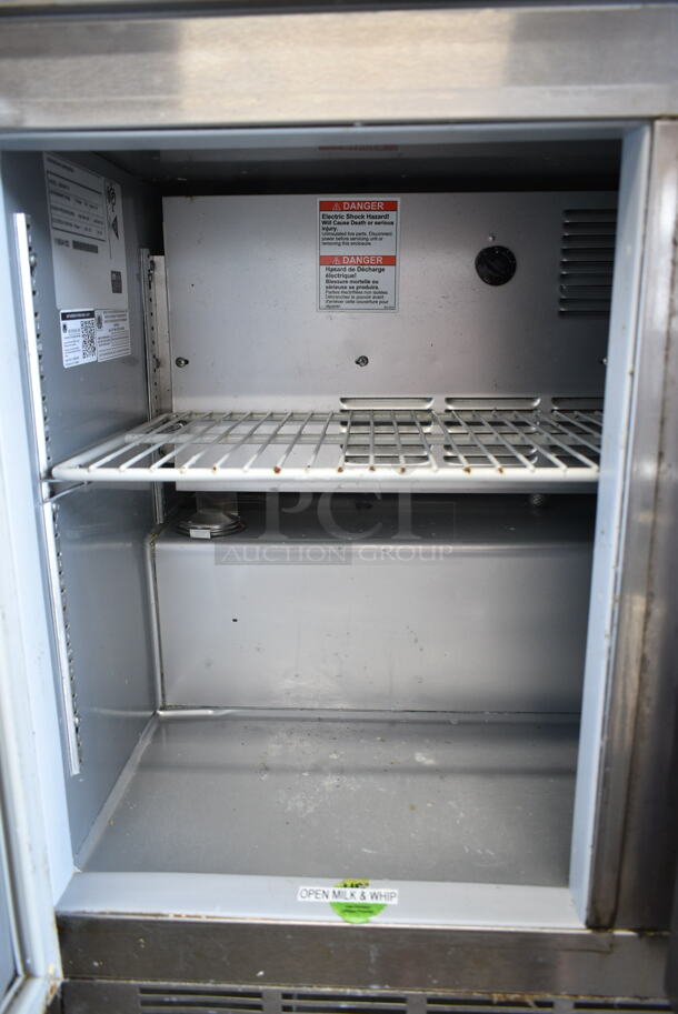 Beverage Air UCR34Y-17 Stainless Steel Commercial 2 Door Undercounter Cooler. 115 Volts, 1 Phase. Tested and Powers On But Does Not Get Cold
 - Image 4 of 5