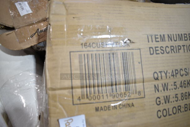 PALLET LOT of 9 BRAND NEW Items Including 164CUSHMTLBK Lancaster Table & Seating 2 1/2" Black Vinyl Padded Seat for Metal Frame Seating, 5002TPJ  Lavex 2-Ply 720' Universal Jumbo Toilet Paper Roll with 9" Diameter - 12/Case, 765EHC1P Chick-fil-A® Hero Cutter English One Pager, Vikan 77749 23 5/8" Replacement Squeegee Blade for 77545 and 77645, 765HSC56 Choice 5 1/2" x 6" Cutter for Hero Sandwich, Fineline PP3301-BK Platter Pleasers Black 8 1/2" Polypropylene Serving Fork - 144/Case, Rolls of Butcher Paper. 9 Times Your Bid!  - Image 2 of 11