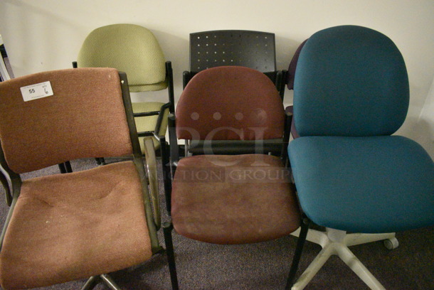 6 Office Chairs in a variety of colors. 6 Times Your Bid! (Main Building)