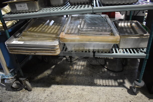 ALL ONE MONEY! Tier Lot of Various Items Including Metal Full Size Baking Pans and Poly Bins / Lids - Image 1 of 7