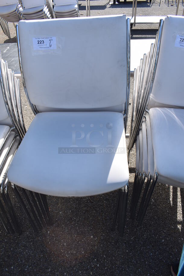 6 White Dining Height Chairs on Chrome Finish Frame. 20x20x35. 6 Times Your Bid! - Image 3 of 6