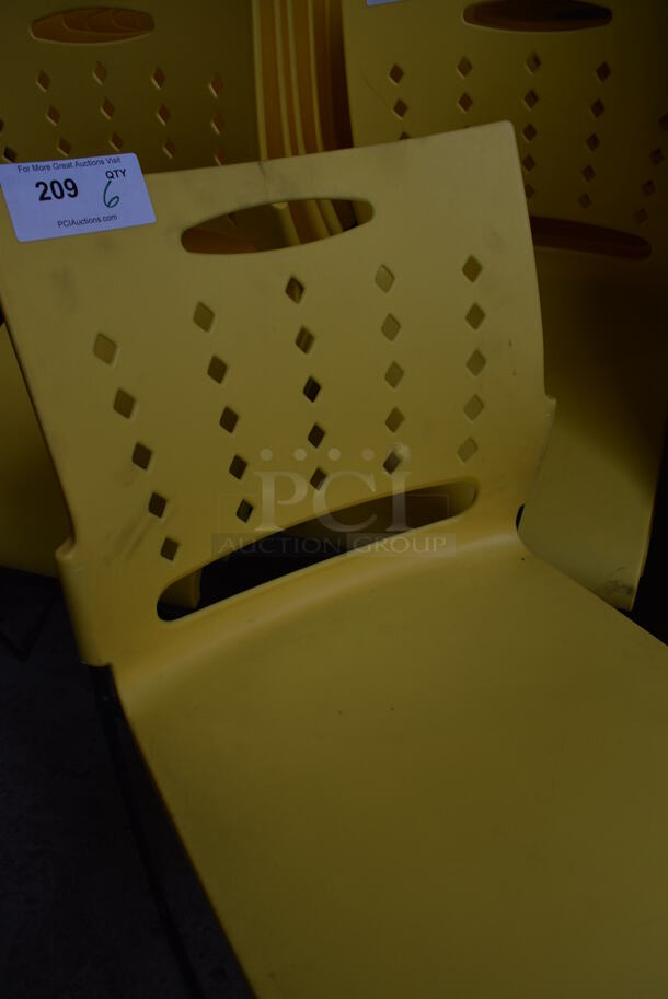 4 Yellow Poly Chairs on Metal Legs. Stock Picture - Cosmetic Condition May Vary. 17x19x33. 4 Times Your Bid! - Image 4 of 5