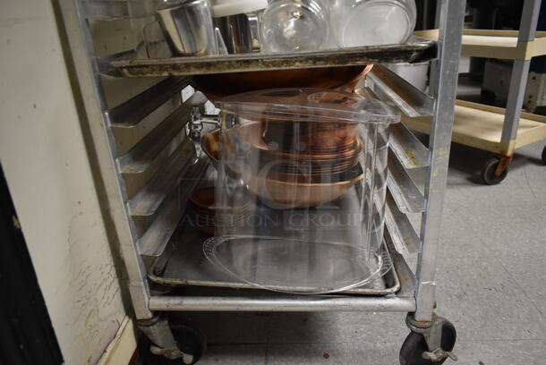 Metal Commercial Pan Transport Rack w/ Contents on Commercial Casters. (dish room) - Image 2 of 6