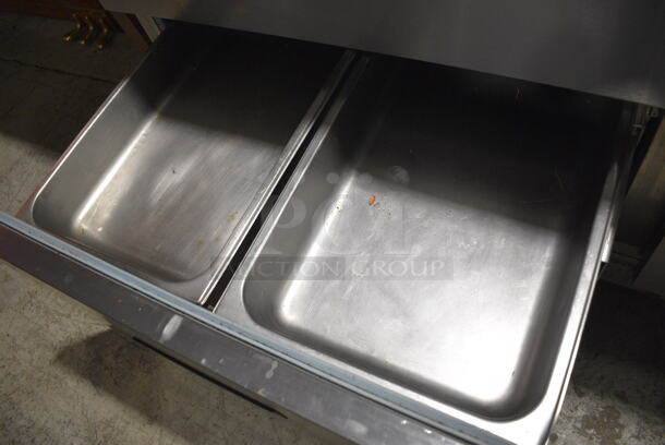 Delfield Model UCD4464N-12-DD5 Stainless Steel Commercial Sandwich Salad Prep Table Bain Marie Mega Top w/ 4 Drawers on Commercial Casters. 115 Volts, 1 Phase. 64.5x32x40. Tested and Working! - Image 7 of 9