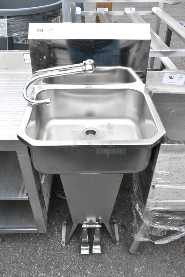 Stainless Steel Commercial Single Bay Sink w/ Foot Pedals.   - Image 1 of 3