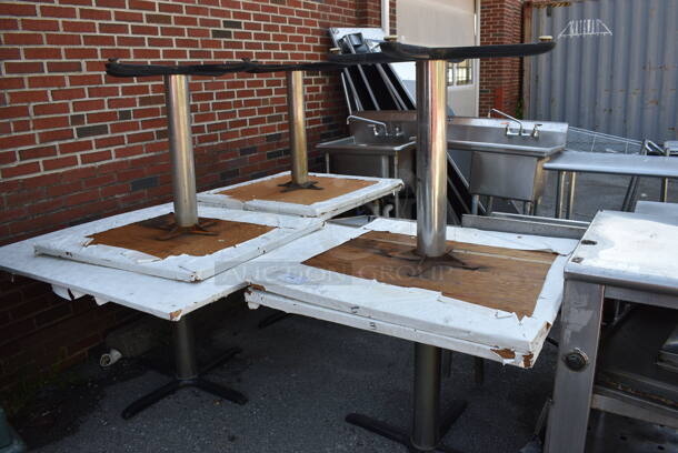 6 Various Tables on Table Base. Includes 36x36x30. 6 Times Your Bid!