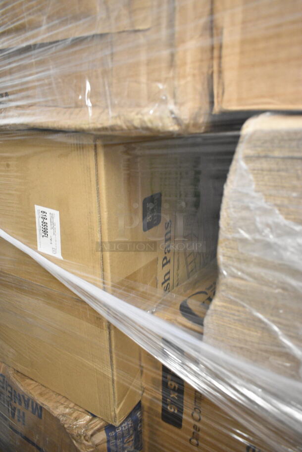 PALLET LOT of 20 BRAND NEW Boxes Including 966UPWIDEB OneUp by Choice White 1-Ply Wide Interfold 6 1/2" x 8 1/2" Dispenser Napkin - 6000/Case, 2 Box 5001RT800B Lavex 8" White Hardwound Paper Towel, 800 Feet / Roll - 6/Case, 5014046XXH Lavex Pro 45 Gallon 3 Mil 40" x 46" Low Density Heavy-Duty Industrial Contractor Black Trash Bag / Can Liner - 50/Case, 395TO961 EcoChoice 9" x 6" x 3" Compostable Sugarcane / Bagasse 1 Compartment Take-Out Container - 200/Case, Noble Small Gloves, Choice 10 oz Double Wall Paper Hot Cups, 150XLFFBAG Carnival King 6" x 3/4" x 6 1/2" Sandwich / Extra Large French Fry Bag - 2000/Case, P9812 Pactiv ClearView Smart Lock Caterware, 127DM16BULK Choice 16 oz. Ultra Clear PET Plastic Round Deli Container - 500/Case. 20 Times Your Bid! - Image 10 of 11