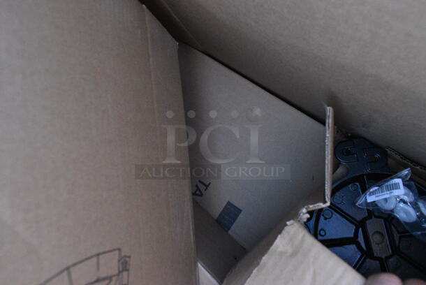 10 BRAND NEW Boxes Including 349D3048VXBK Lancaster Table &amp; Seating 30" x 48" Rectangular Standard Height Wood Butcher Block Table with 4 Black Cross Back Chairs - Vintage, 349D2430VINX Lancaster Table &amp; Seating 24" x 30" Rectangular Standard Height Wood Butcher Block Table with Vintage Finish and Cast Iron Cross Base Plate, 3492430BBVIN Lancaster Table & Seating Rectangular Wood Butcher Block Table Top with Vintage Finish, 164TCOLROD25 Lancaster Table & Seating 25 3/16" Standard Height Table Base Column and Rod. 10 Times Your Bid!  - Image 8 of 8