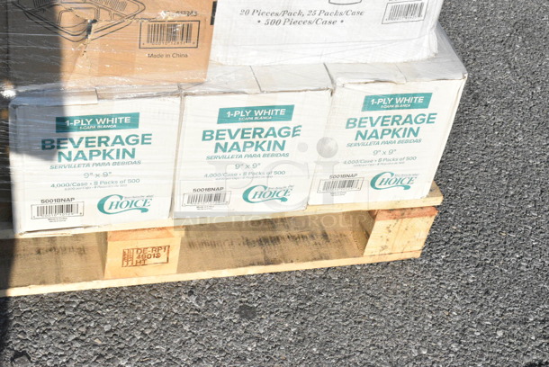 35 BRAND NEW Boxes Including 3 Box 5001BNAP Choice 1-Ply White Beverage / Cocktail Napkin - 4000/Case, 347TCL12 Choice 12 oz. Clear Disposable Plastic Tumbler - 500/Case, 795PTOKFT3 Choice Kraft Microwavable Folded Paper #3 Take-Out Container 7 3/4" x 5 1/2" x 2 1/2" - 200/Case, 50010DWALLWH Choice 10 oz. White Smooth Double Wall Paper Hot Cup, 395RP09 EcoChoice No PFAS Added Bamboo / Bagasse Blend 9" Plate - 500/Case, SN200-3L Genpak SN200-BK 9" x 9" x 3" Black Hinged Lid Foam Container - 200/Case, 2 Box 394365M Noble Products Powder-Free Disposable Clear Vinyl Gloves for Foodservice - Medium - 1000/Case, 795PTOWHT1 Choice White Microwavable Folded Paper #1 Take-Out Container 4 3/8" x 3 1/2" x 2 1/2" - 450/Case, 500TO993 Choice 9" x 9" x 3" Microwavable 1-Compartment Black / Clear Plastic Hinged Container - 100/Case, 5004C Choice 4 oz. Coffee Print Poly Paper Hot Cup - 1000/Case, 2 Box 129MCR24B Choice 24 oz. Black Round Microwavable Heavy Weight Container with Lid 7 1/4" - 150/Case, 347TCL12 Choice 12 oz. Clear Disposable Plastic Tumbler - 500/Case. 35 Times Your Bid!  - Image 2 of 12