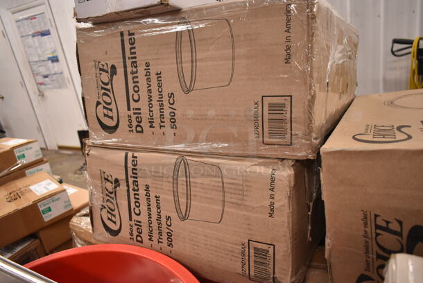 PALLET LOT of 23 BRAND NEW Boxes Including 150ASIANPINT Emperor's Select Chinese Pint Size Insulated Foil Bag - 1000/Case, 304FND109W Acopa Foundations 9" White Narrow Rim Melamine Plate - 12/Case, 3756620BP GET 6620-BP 20 oz. Blue Pepsi® SAN Plastic Pebbled Tumbler - 72/Case, Choice Pastry Bags, 471SPC100 Choice 20 13/16" Aluminum Pot / Pan Cover, 470M37015 Barfly M37015 12 3/8" Stainless Steel Bar Spoon with Fork End, 2 475TCRND44RD Lavex 44 Gallon Red Round Commercial Trash Can, 2 Box 127PL2 Choice PET Plastic Lid for 1.5 to 2.5 oz. Souffle Cup / Portion Cup - 2500/Case, 130PSVDISP4 Preserve 36007 Multi-Utensil Cutlery Dispenser, 17821313 Plate, 442CMTTW1044 Lavex 10" x 4" x 4" White Tuck Top Corrugated Mailer - 50/Bundle, 127RDTFLBULK Choice Microwavable Translucent Recessed Fit Deli Lid - 500/Case, 2 127RD16BULK Choice 16 oz. Microwavable Translucent Round Deli Container - 500/Case. 23 Times Your Bid! - Image 12 of 12