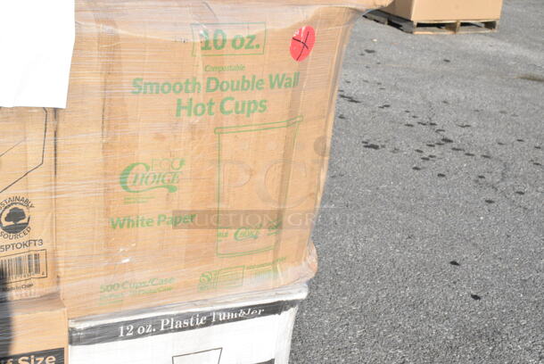 35 BRAND NEW Boxes Including 3 Box 5001BNAP Choice 1-Ply White Beverage / Cocktail Napkin - 4000/Case, 347TCL12 Choice 12 oz. Clear Disposable Plastic Tumbler - 500/Case, 795PTOKFT3 Choice Kraft Microwavable Folded Paper #3 Take-Out Container 7 3/4" x 5 1/2" x 2 1/2" - 200/Case, 50010DWALLWH Choice 10 oz. White Smooth Double Wall Paper Hot Cup, 395RP09 EcoChoice No PFAS Added Bamboo / Bagasse Blend 9" Plate - 500/Case, SN200-3L Genpak SN200-BK 9" x 9" x 3" Black Hinged Lid Foam Container - 200/Case, 2 Box 394365M Noble Products Powder-Free Disposable Clear Vinyl Gloves for Foodservice - Medium - 1000/Case, 795PTOWHT1 Choice White Microwavable Folded Paper #1 Take-Out Container 4 3/8" x 3 1/2" x 2 1/2" - 450/Case, 500TO993 Choice 9" x 9" x 3" Microwavable 1-Compartment Black / Clear Plastic Hinged Container - 100/Case, 5004C Choice 4 oz. Coffee Print Poly Paper Hot Cup - 1000/Case, 2 Box 129MCR24B Choice 24 oz. Black Round Microwavable Heavy Weight Container with Lid 7 1/4" - 150/Case, 347TCL12 Choice 12 oz. Clear Disposable Plastic Tumbler - 500/Case. 35 Times Your Bid!  - Image 6 of 12