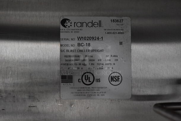 2015 Randell BC-18 Stainless Steel Commercial Blast Freezer. 115/230 Volts, 1 Phase.  - Image 6 of 8